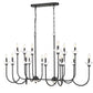 Z-Lite Allistair 16-Light Candelabra Bulb Base Matte Black Steel Frame Clear Ribbed Glass Shade Linear Chandelier