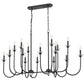Z-Lite Allistair 16-Light Candelabra Bulb Base Matte Black Steel Frame Clear Ribbed Glass Shade Linear Chandelier