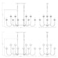 Z-Lite Allistair 16-Light Candelabra Bulb Base Modern Gold Steel Frame Clear Ribbed Glass Shade Linear Chandelier