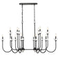 Z-Lite Allistair 16-Light Candelabra Bulb Base Matte Black Steel Frame Clear Ribbed Glass Shade Linear Chandelier