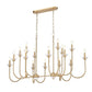 Z-Lite Allistair 16-Light Candelabra Bulb Base Modern Gold Steel Frame Clear Ribbed Glass Shade Linear Chandelier