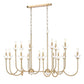 Z-Lite Allistair 16-Light Candelabra Bulb Base Modern Gold Steel Frame Clear Ribbed Glass Shade Linear Chandelier