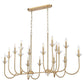 Z-Lite Allistair 16-Light Candelabra Bulb Base Modern Gold Steel Frame Clear Ribbed Glass Shade Linear Chandelier