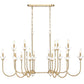 Z-Lite Allistair 16-Light Candelabra Bulb Base Modern Gold Steel Frame Clear Ribbed Glass Shade Linear Chandelier