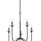 Z-Lite Allistair 5-Light Candelabra Bulb Base Matte Black Steel Frame Clear Ribbed Glass Shade Chandelier