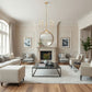 Z-Lite Allistair 5-Light Candelabra Bulb Base Modern Gold Steel Frame Clear Ribbed Glass Shade Chandelier