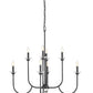 Z-Lite Allistair 8-Light Candelabra Bulb Base Matte Black Steel Frame Clear Ribbed Glass Shade Chandelier