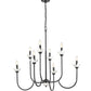 Z-Lite Allistair 8-Light Candelabra Bulb Base Matte Black Steel Frame Clear Ribbed Glass Shade Chandelier