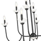 Z-Lite Allistair 8-Light Candelabra Bulb Base Matte Black Steel Frame Clear Ribbed Glass Shade Chandelier