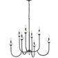 Z-Lite Allistair 8-Light Candelabra Bulb Base Matte Black Steel Frame Clear Ribbed Glass Shade Chandelier