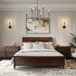 Z-Lite Allistair 8-Light Candelabra Bulb Base Matte Black Steel Frame Clear Ribbed Glass Shade Chandelier