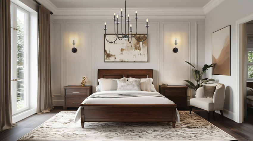 Z-Lite Allistair 8-Light Candelabra Bulb Base Matte Black Steel Frame Clear Ribbed Glass Shade Chandelier