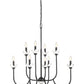Z-Lite Allistair 8-Light Candelabra Bulb Base Matte Black Steel Frame Clear Ribbed Glass Shade Chandelier