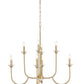 Z-Lite Allistair 8-Light Candelabra Bulb Base Modern Gold Steel Frame Clear Ribbed Glass Shade Chandelier
