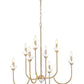 Z-Lite Allistair 8-Light Candelabra Bulb Base Modern Gold Steel Frame Clear Ribbed Glass Shade Chandelier