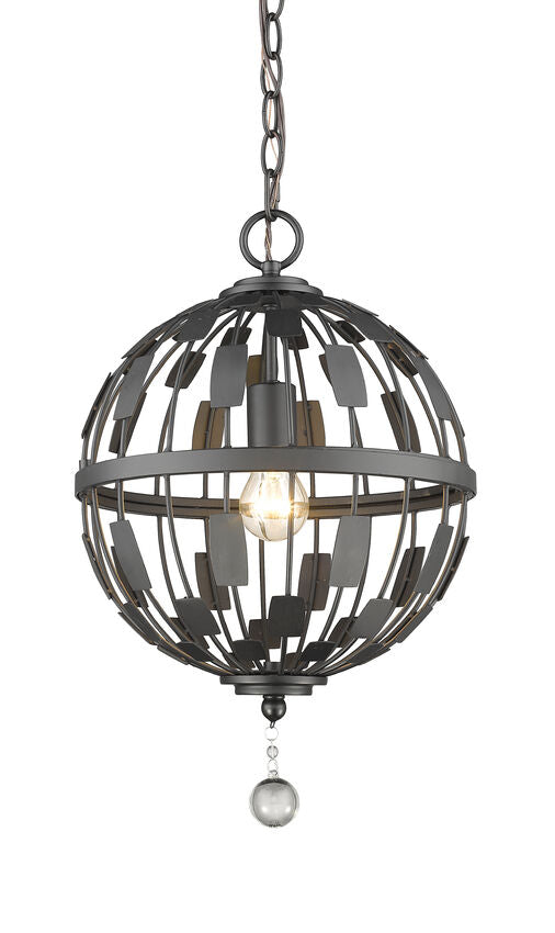 Z-Lite Almet 12" 1-Light Bronze Steel Pendant Light