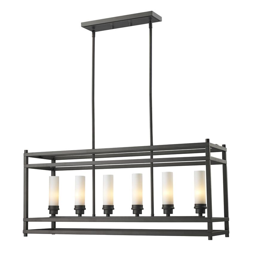 Z-Lite Altadore 10" 6-Light Bronze Pendant Light With Matte Opal Glass Shade
