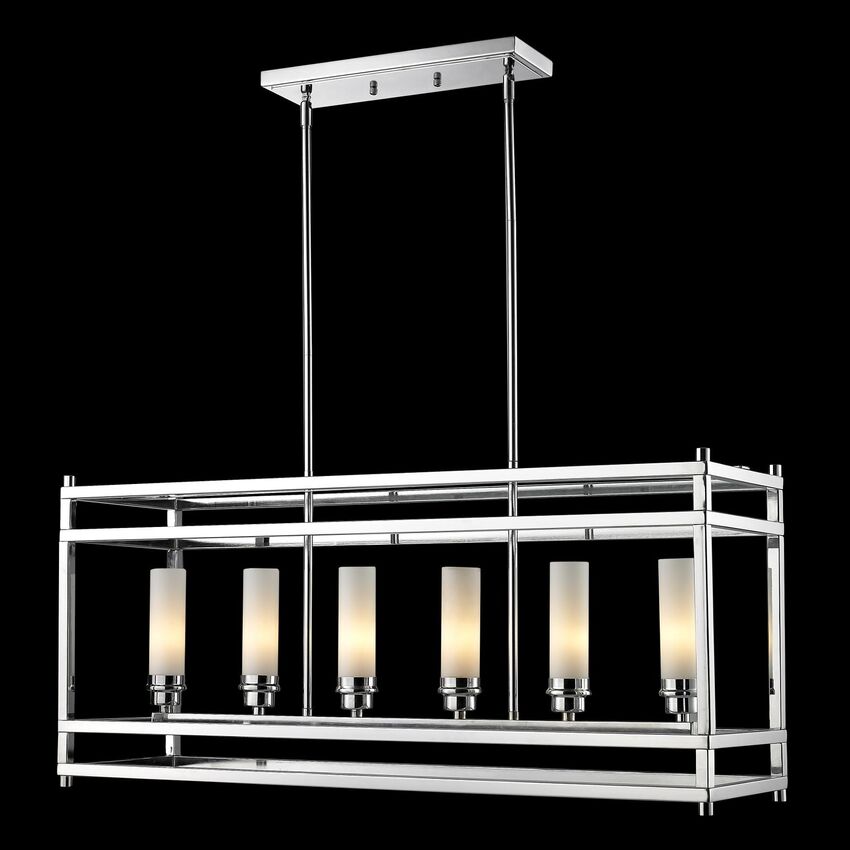 Z-Lite Altadore 10" 6-Light Chrome Pendant Light With Matte Opal Glass Shade