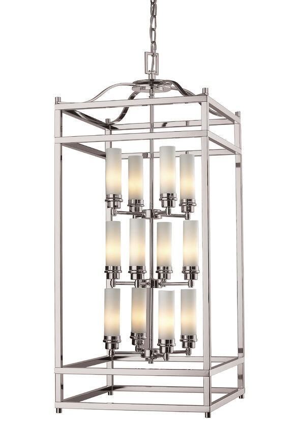 Z-Lite Altadore 12" 12-Light Brushed Nickel Pendant Light With Matte Opal Glass Shade