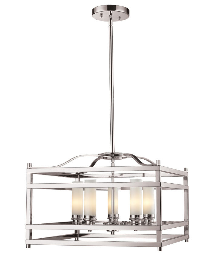 Z-Lite Altadore 21" 5-Light Brushed Nickel Pendant Light With Matte Opal Glass Shade
