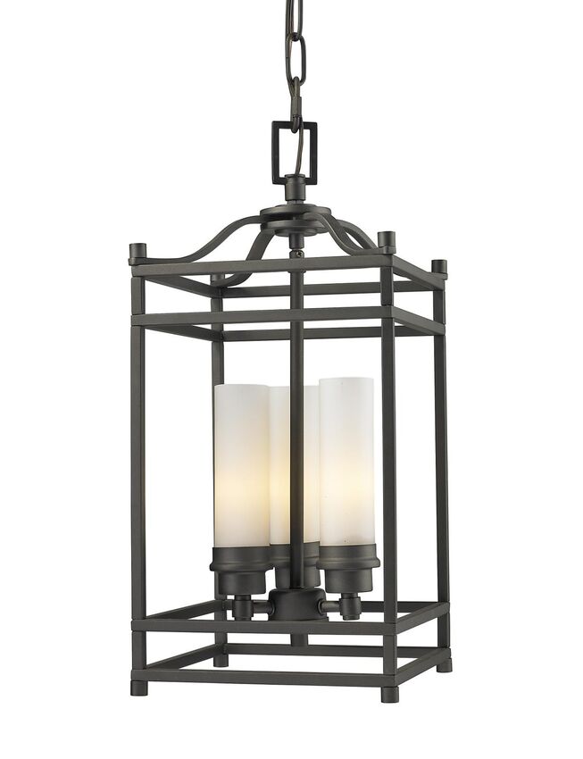 Z-Lite Altadore 9" 3-Light Bronze Pendant Light With Matte Opal Glass Shade