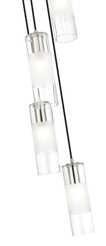 Z-Lite Alton 12" 5-Light Brushed Nickel Steel and Clear Frosted Glass Shade Chandelier