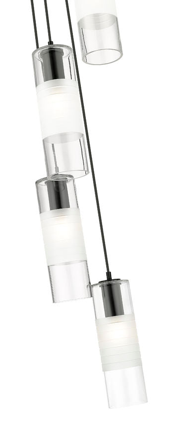 Z-Lite Alton 12" 5-Light Matte Black Steel and Clear Frosted Glass Shade Chandelier