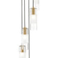 Z-Lite Alton 12" 5-Light Modern Gold Steel and Clear Frosted Glass Shade Chandelier