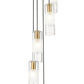 Z-Lite Alton 12" 5-Light Modern Gold Steel and Clear Frosted Glass Shade Chandelier
