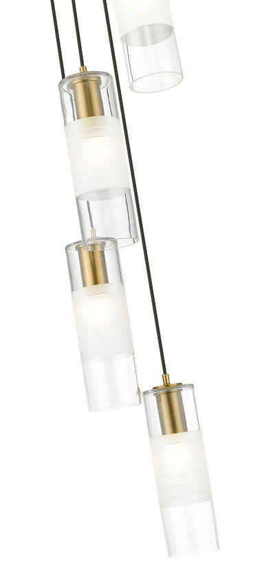 Z-Lite Alton 12" 5-Light Modern Gold Steel and Clear Frosted Glass Shade Chandelier