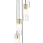 Z-Lite Alton 12" 5-Light Modern Gold Steel and Clear Frosted Glass Shade Chandelier