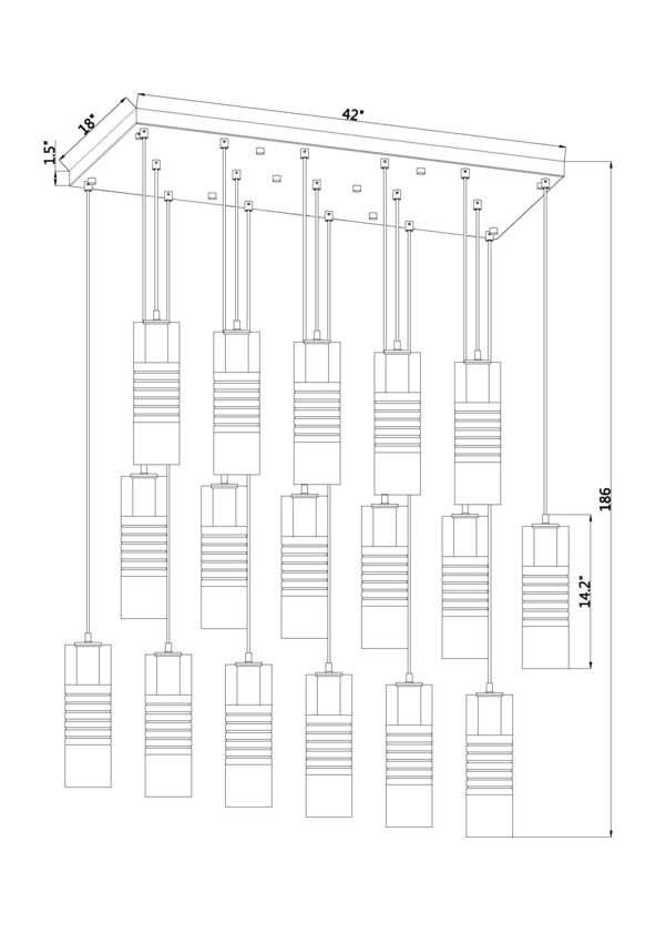 Z-Lite Alton 18" 17-Light Brushed Nickel Steel and Clear Frosted Glass Shade Linear Chandelier
