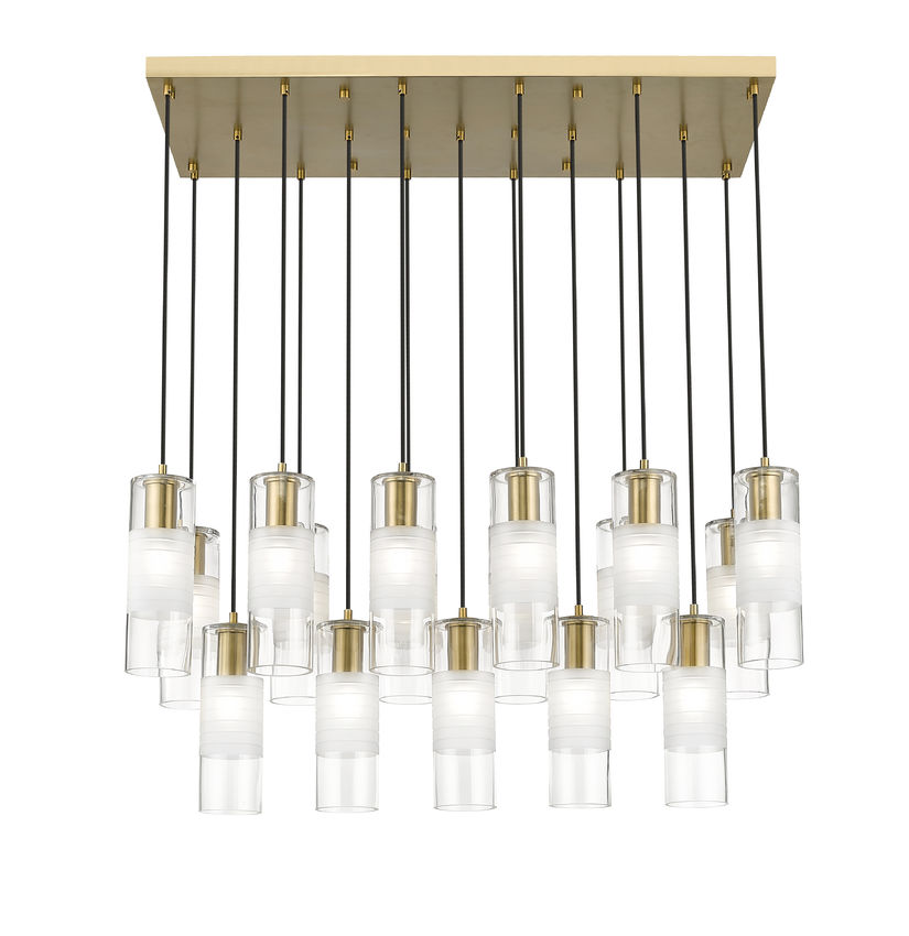 Z-Lite Alton 18" 17-Light Modern Gold Steel and Clear Frosted Glass Shade Linear Chandelier