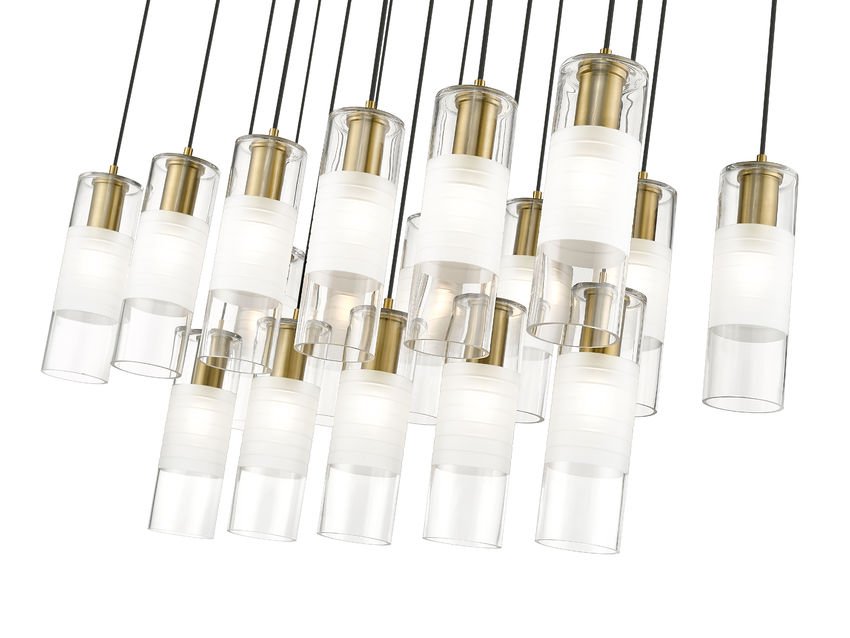 Z-Lite Alton 18" 17-Light Modern Gold Steel and Clear Frosted Glass Shade Linear Chandelier