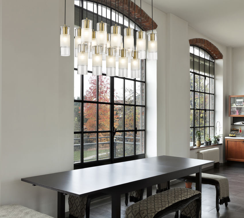 Z-Lite Alton 18" 17-Light Modern Gold Steel and Clear Frosted Glass Shade Linear Chandelier