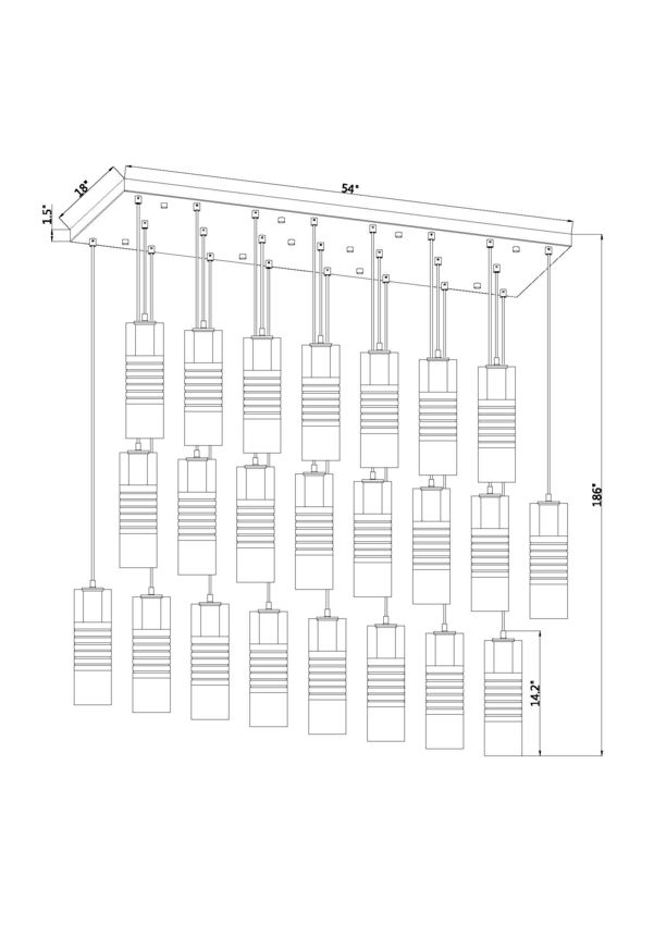 Z-Lite Alton 18" 23-Light Brushed Nickel Steel and Clear Frosted Glass Shade Linear Chandelier