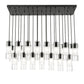 Z-Lite Alton 18" 23-Light Matte Black Steel and Clear Frosted Glass Shade Linear Chandelier