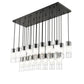 Z-Lite Alton 18" 23-Light Matte Black Steel and Clear Frosted Glass Shade Linear Chandelier