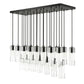 Z-Lite Alton 18" 23-Light Matte Black Steel and Clear Frosted Glass Shade Linear Chandelier