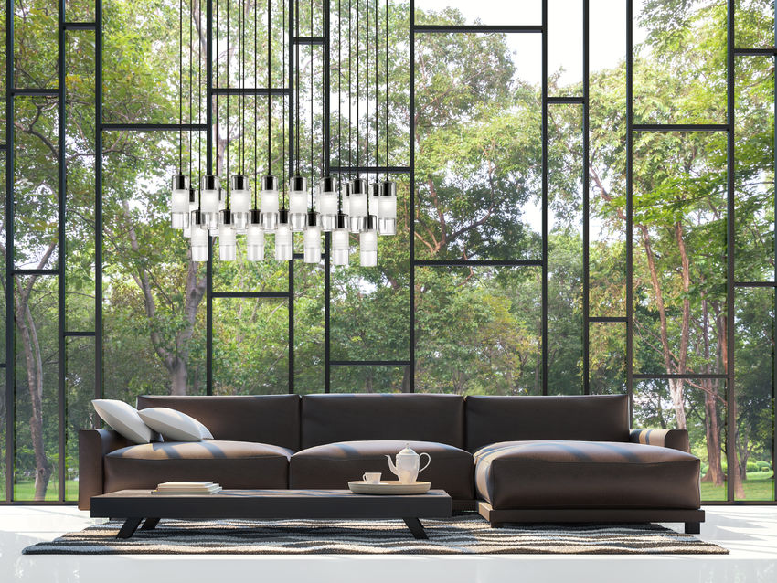 Z-Lite Alton 18" 23-Light Matte Black Steel and Clear Frosted Glass Shade Linear Chandelier