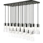 Z-Lite Alton 18" 23-Light Matte Black Steel and Clear Frosted Glass Shade Linear Chandelier