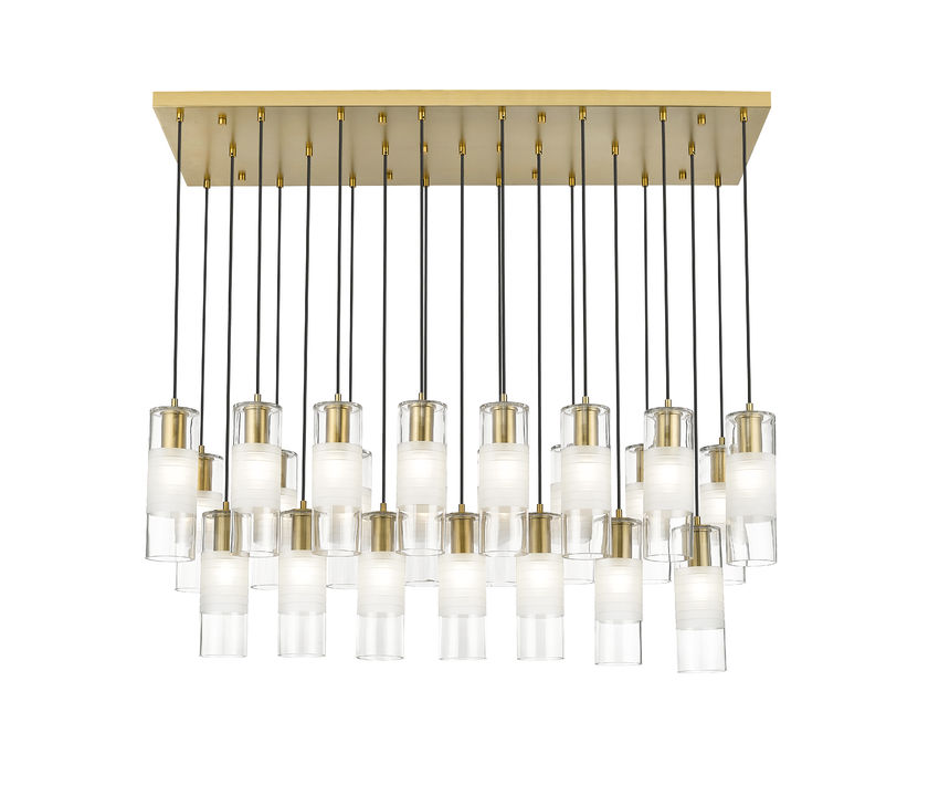 Z-Lite Alton 18" 23-Light Modern Gold Steel and Clear Frosted Glass Shade Linear Chandelier