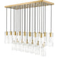 Z-Lite Alton 18" 23-Light Modern Gold Steel and Clear Frosted Glass Shade Linear Chandelier