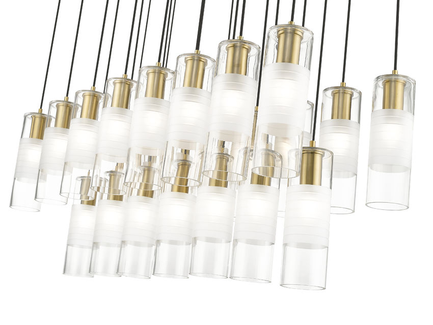 Z-Lite Alton 18" 23-Light Modern Gold Steel and Clear Frosted Glass Shade Linear Chandelier