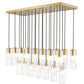 Z-Lite Alton 18" 23-Light Modern Gold Steel and Clear Frosted Glass Shade Linear Chandelier