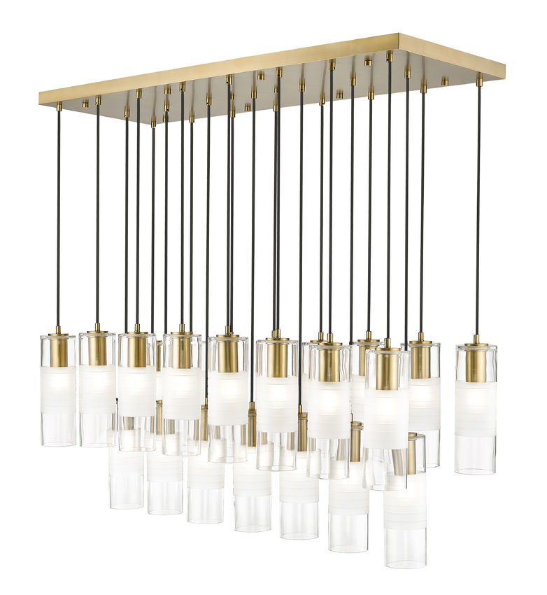 Z-Lite Alton 18" 23-Light Modern Gold Steel and Clear Frosted Glass Shade Linear Chandelier