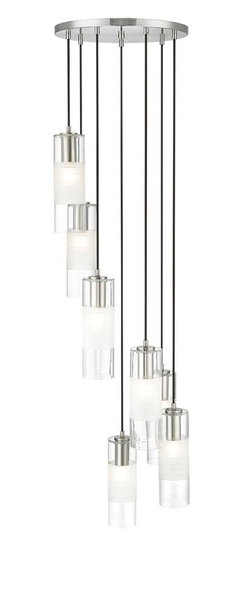Z-Lite Alton 18" 7-Light Brushed Nickel Steel and Clear Frosted Glass Shade Chandelier