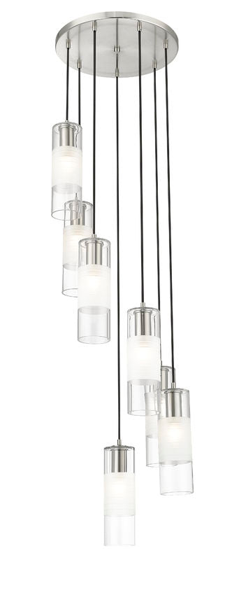 Z-Lite Alton 18" 7-Light Brushed Nickel Steel and Clear Frosted Glass Shade Chandelier