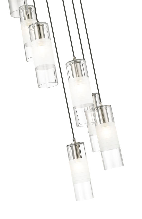 Z-Lite Alton 18" 7-Light Brushed Nickel Steel and Clear Frosted Glass Shade Chandelier