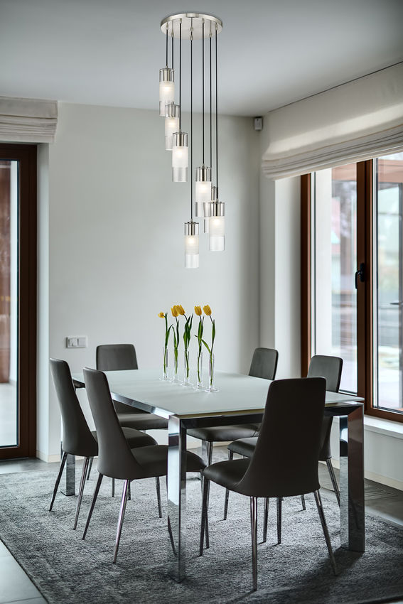 Z-Lite Alton 18" 7-Light Brushed Nickel Steel and Clear Frosted Glass Shade Chandelier